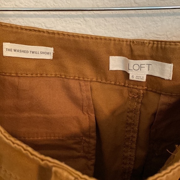 LOFT Washed Twill Shorts Bronze Brown High Rise - Picture 2 of 6